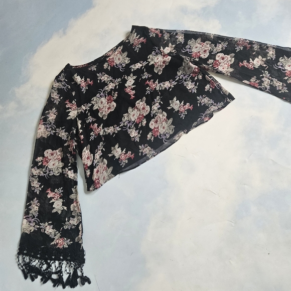 Boho Floral Bell-Sleeve Top Floral Top - Picture 11 of 16